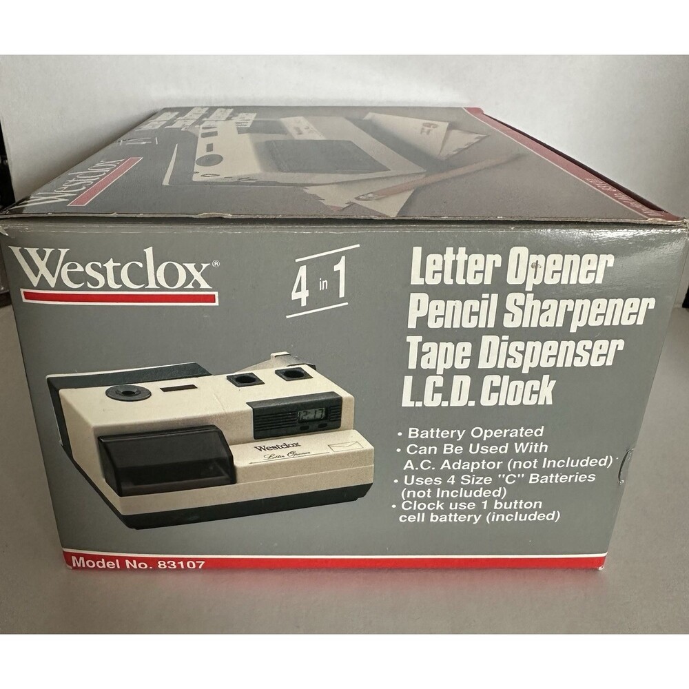 Vintage Westclox 4 in 1 Letter Opener Pencil Sharpener Tape Dispenser LCD Clock - Picture 13 of 16